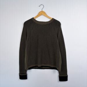 Brodie Irene Crew Neck Cashmere Sweater Green Black Large